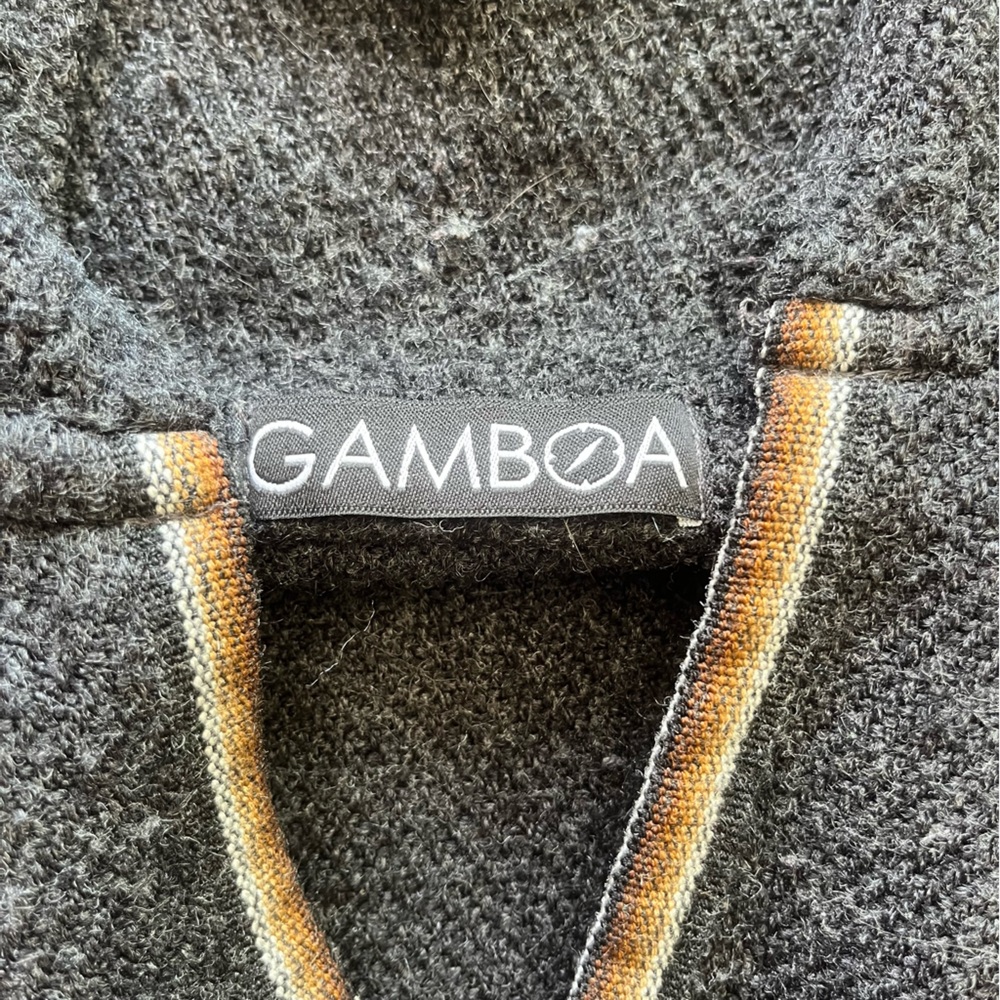 Gamboa Alpaca Wool Hooded Poncho Charcoal Striped Serape Cape, One Size - Picture 5 of 8